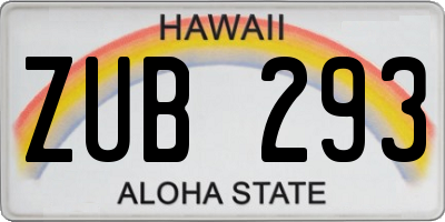 HI license plate ZUB293