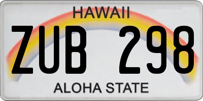 HI license plate ZUB298