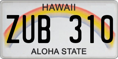 HI license plate ZUB310