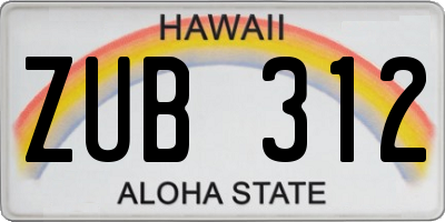 HI license plate ZUB312