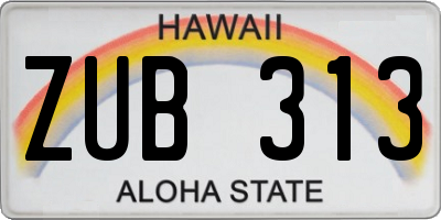 HI license plate ZUB313