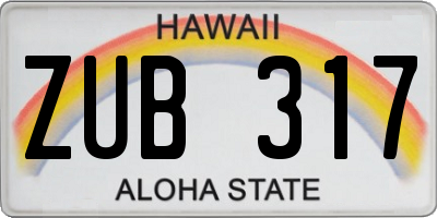 HI license plate ZUB317