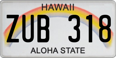 HI license plate ZUB318