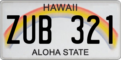 HI license plate ZUB321