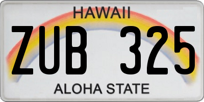 HI license plate ZUB325