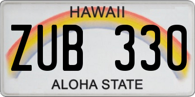 HI license plate ZUB330
