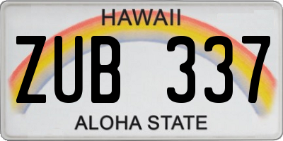 HI license plate ZUB337