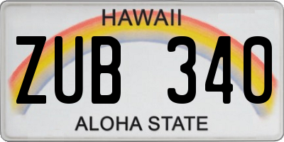 HI license plate ZUB340