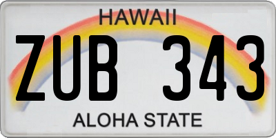 HI license plate ZUB343