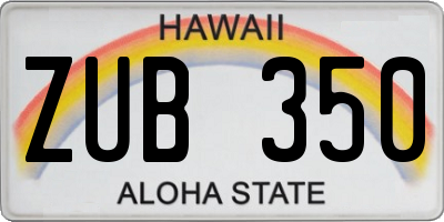 HI license plate ZUB350