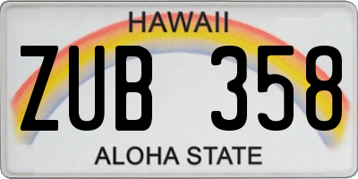 HI license plate ZUB358