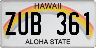 HI license plate ZUB361