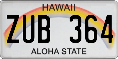 HI license plate ZUB364