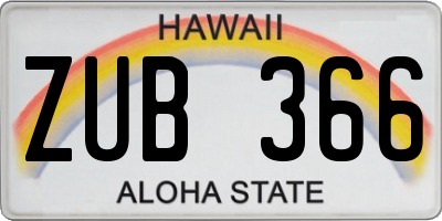 HI license plate ZUB366