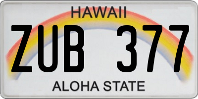 HI license plate ZUB377