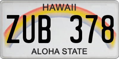 HI license plate ZUB378