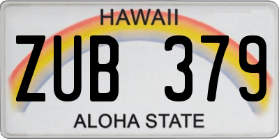 HI license plate ZUB379