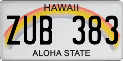 HI license plate ZUB383