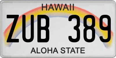 HI license plate ZUB389