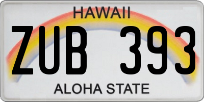 HI license plate ZUB393