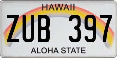 HI license plate ZUB397