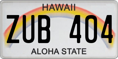 HI license plate ZUB404