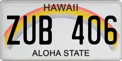 HI license plate ZUB406