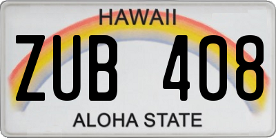 HI license plate ZUB408
