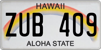 HI license plate ZUB409
