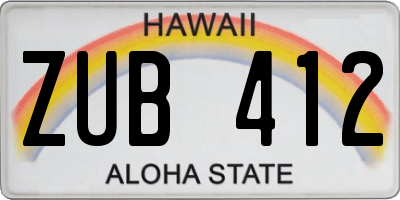 HI license plate ZUB412