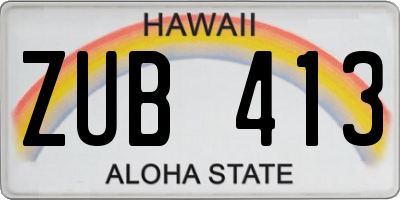 HI license plate ZUB413