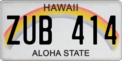 HI license plate ZUB414