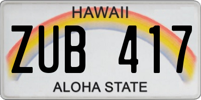 HI license plate ZUB417
