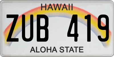 HI license plate ZUB419