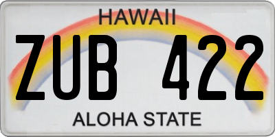 HI license plate ZUB422