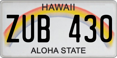 HI license plate ZUB430