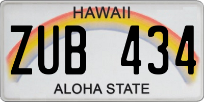 HI license plate ZUB434