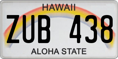 HI license plate ZUB438