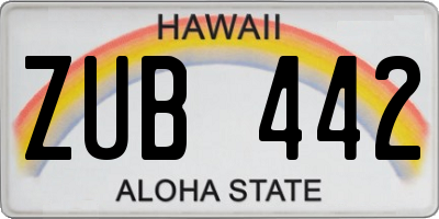 HI license plate ZUB442