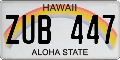 HI license plate ZUB447
