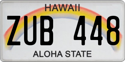 HI license plate ZUB448