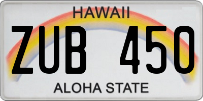 HI license plate ZUB450