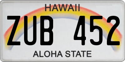 HI license plate ZUB452