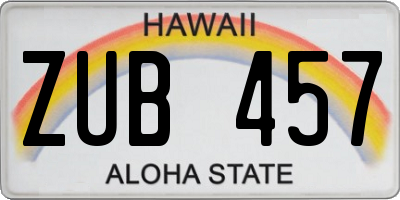 HI license plate ZUB457