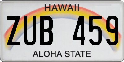 HI license plate ZUB459