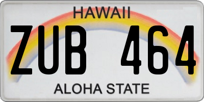 HI license plate ZUB464