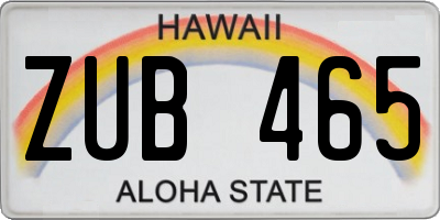 HI license plate ZUB465