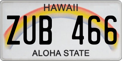 HI license plate ZUB466