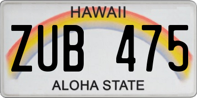 HI license plate ZUB475