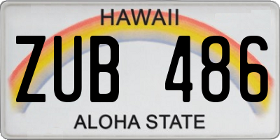 HI license plate ZUB486